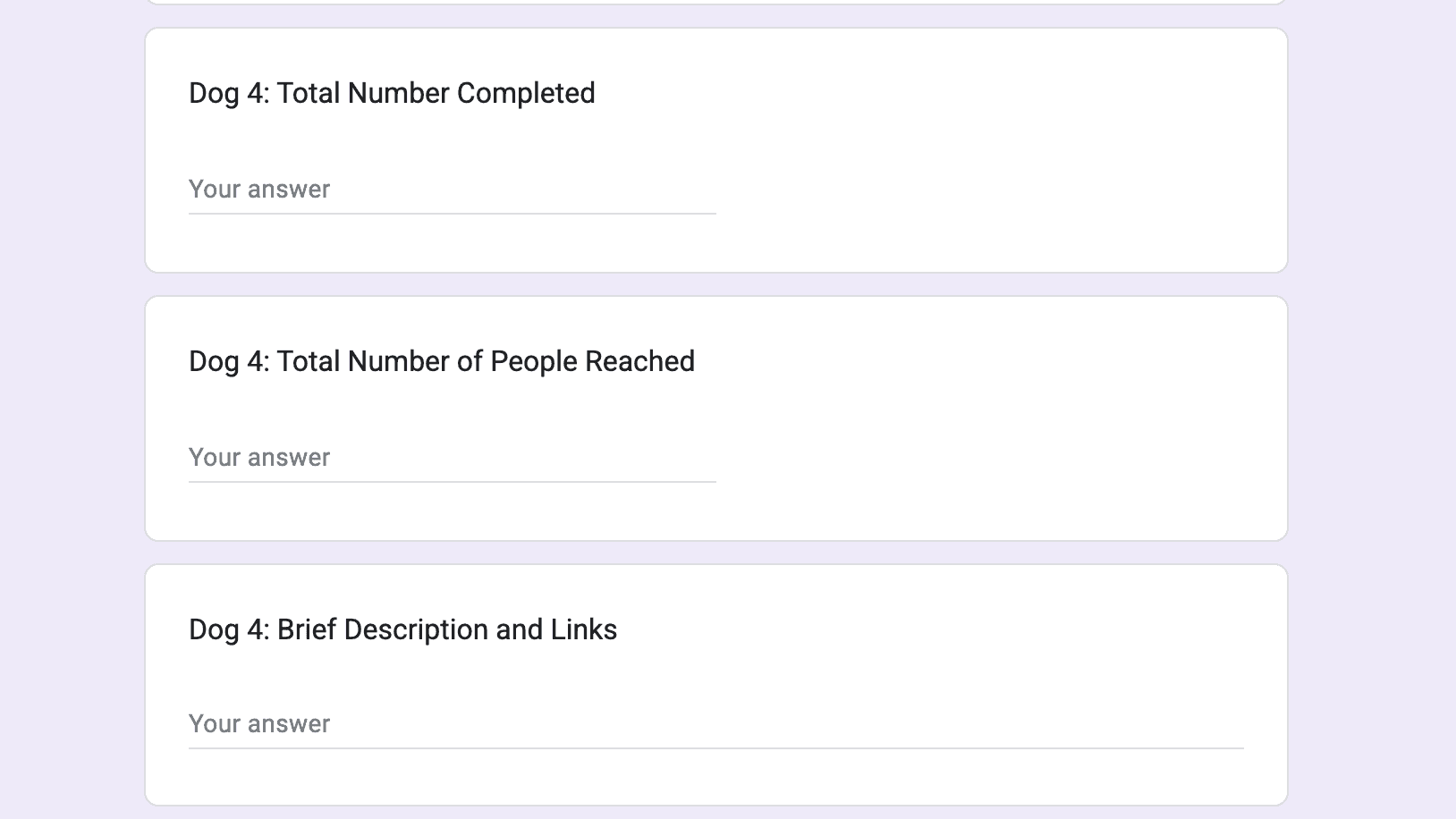 The impact reporting form as it stood, in Salesforce