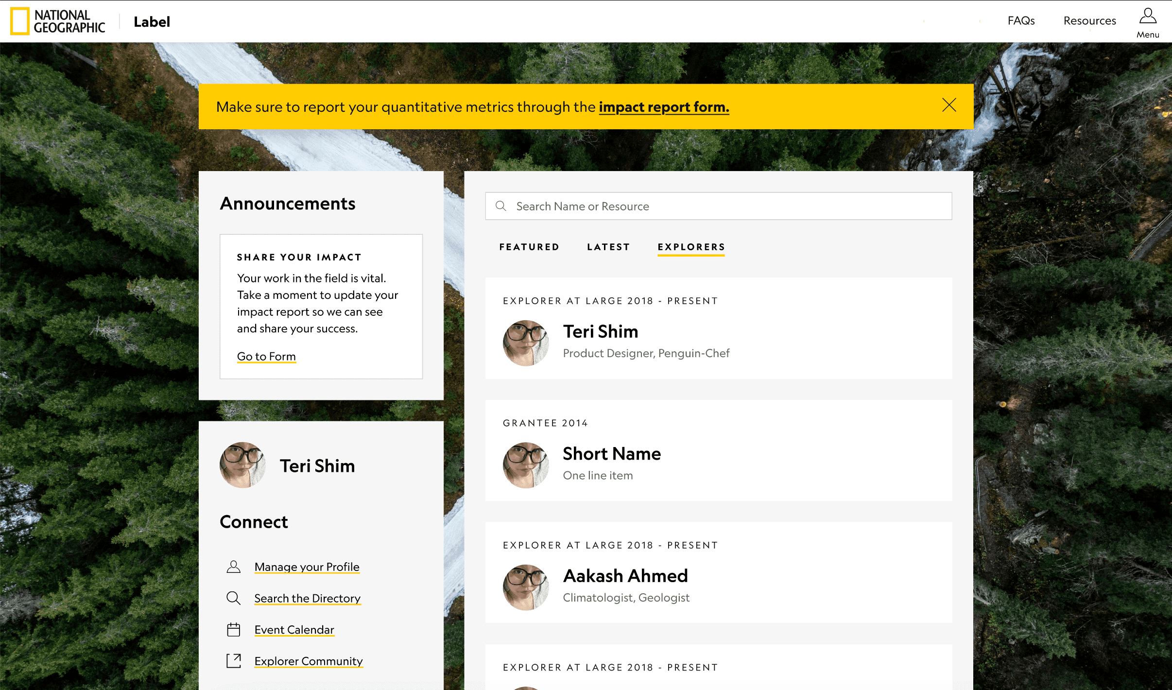 The empty state, entered from a homepage announcement