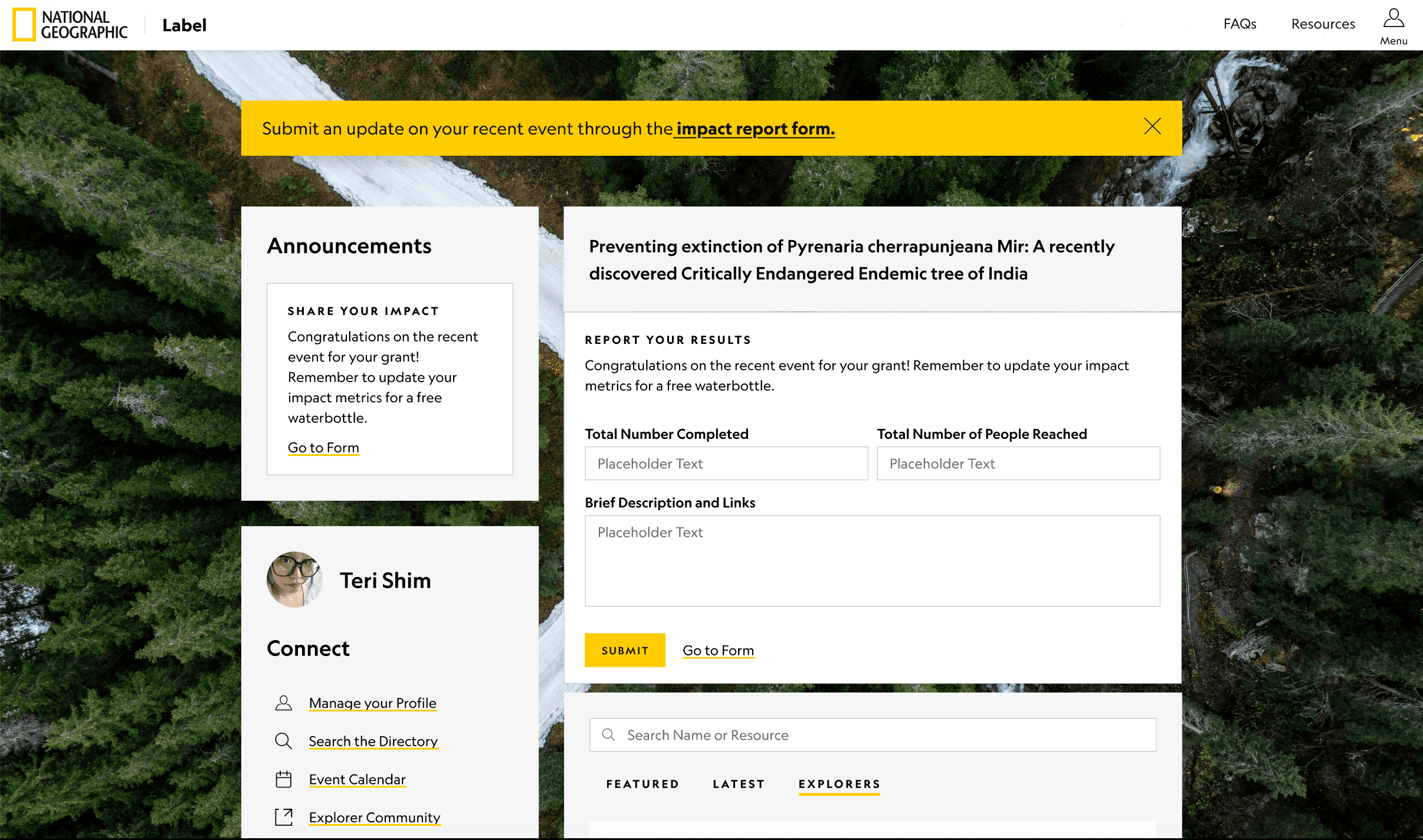 A milestone reminder with an inline form